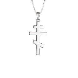 Sterling Silber Hochglanzpoliertes russisch orthodoxes Kreuz Anhänger Halskette (Verfügbare Kettenlänge 40cm - 45cm - 50cm - 55cm) von Kleine Schätze