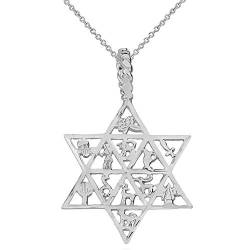 Sterling Silber jüdische Stern von David Charm 12 Tribes of Israel Anhänger Halskette (Kommt mit Einer 45 cm Kette) von Kleine Schätze
