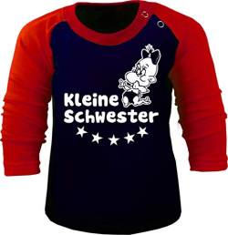 Baby/Kinder Baseball Langarm T-Shirt (Farbe: Navy-rot) (Gr. 122/128) Großer Bruder von Kleiner Fratz