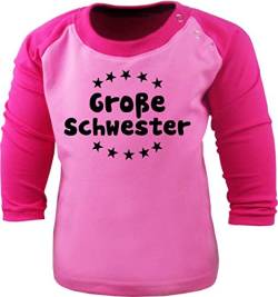 Baby/Kinder Baseball Langarm T-Shirt (Farbe: rosa-pink) (Gr. 86/98) Große Schwester von Kleiner Fratz