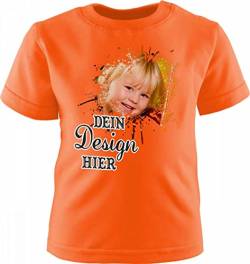 Baby Kinder Kurzarm T-Shirt personalisiert mit deinem Wunschmotiv (Farbe orange) (Gr. 110-116) von Kleiner Fratz