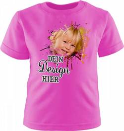 Baby Kinder Kurzarm T-Shirt personalisiert mit deinem Wunschmotiv (Farbe pink) (Gr. 110-116) von Kleiner Fratz