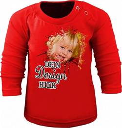 Baby Kinder Langarm T-Shirt personalisiert mit deinem Wunschmotiv (Farbe rot) (Gr. 122-128) von Kleiner Fratz