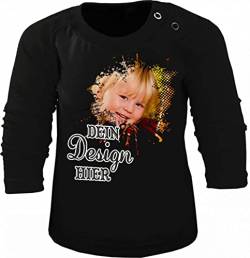 Baby Kinder Langarm T-Shirt personalisiert mit deinem Wunschmotiv (Farbe schwarz) (Gr. 134-146) von Kleiner Fratz