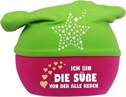 Kleiner Fratz Baby Kopftuch Mütze Multicolor Stern (Farbe pink-Lime) (Gr. 2 (68-98) Ich Bin die Suesse von der alle reden von Kleiner Fratz