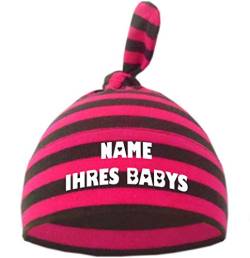 Kleiner Fratz Baby Mütze Bedruckt mit Namen des Kindes (Farbe pink/grau) (Gr. 2 (74-98)) von Kleiner Fratz