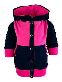Kleiner Fratz Langarm Kapuzen Hoodie Multicolor Jacke (Farbe Navy-pink) (Gr. 110-116) von Kleiner Fratz