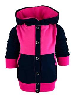 Kleiner Fratz Langarm Kapuzen Hoodie Multicolor Jacke (Farbe Navy-pink) (Gr. 76-86) von Kleiner Fratz