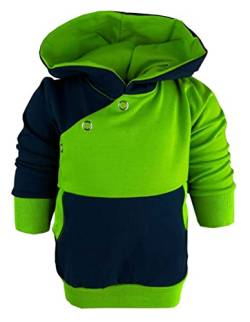 Langarm Kapuzen Hoodie Multicolor Shirt (Farbe Navy-Lime) (Gr. 110-116) von Kleiner Fratz