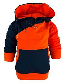 Langarm Kapuzen Hoodie Multicolor Shirt (Farbe Navy-orange) (Gr. 110-116) von Kleiner Fratz