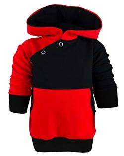 Langarm Kapuzen Hoodie Multicolor Shirt (Farbe rot-schwarz) (Gr. 110-116) von Kleiner Fratz