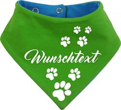 beidseitiges Multicolor Hunde Wende- Halstuch (Fb: lime-royal) (Gr.3 - HU 36-44 cm) mit Ihrem Wunschtext von Kleiner Fratz