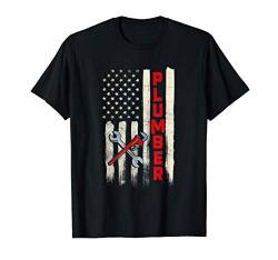 Plumber Gifts Plumbing Piperfitter Patriotic American Flag T-Shirt von Klempnergeschenke