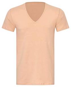 KliSa® hautfarbenes Unterhemd für Herren mit V-Ausschnitt | Unsichtbares Unterziehshirt für Herren | Hautfarbenes Business Shirt Slim Fit im 3er-Pack von KliSa