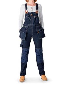 Klöver Blå Schweden Arbeits Latzhose Zimmermannshose Garten Damen Stretch Denim (L) von Klöver Blå