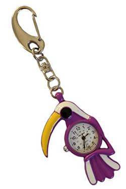 Klox Purple &White Bird mit Gelbem Schnabel Schlüsselanhänger Pocket Schlüsselanhänger Uhr für Krankenschwestern Doctors, Sanität mit Einem Zusätzlichen Akku von Klox