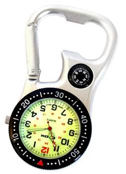 Klox Weiß Silberfarbener Anklemmen Karabiner Uhr Mit Kompass Für Doktoren Krankenschwestern Sanitäter von Klox