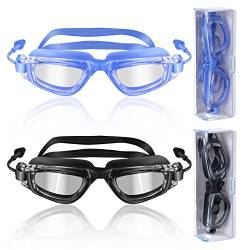 Kmbcove Schwimmbrille Anti-Beschlag Swimming Goggles mit Silikon Dichtungen UV-Schutz Schwimmbrillen für Erwachsene Herren Damen 2 Pair von Kmbcove