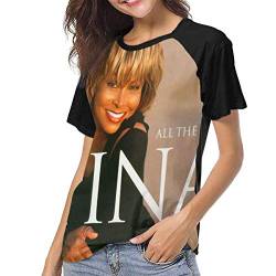Kmehsv Damen Kurzarm T-Shirts mit Rundhalsausschnitt, Tina Turner All The Best Turner Tina Womens Short Sleeve Raglan Baseball T Shirt Black von Kmehsv