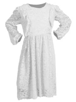 Kinder Mädchen Prinzessinen Spitzen Kleid 30526 Weiß 134 von Kmisso