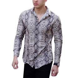 Herren Tiger Leopard Snake Print bedrucktes Hemd Langarm Streetwear Fashion Revers Button Persönlichkeit Strandhemden Casual Tops von Kmuing