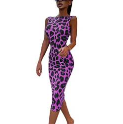 Sexy figurbetontes Kleid für Damen Schlangenhaut Leopardenmuster Tiger Tierdruck Clubkleid Rollkragen sexy ärmellose Abendkleider von Kmuing