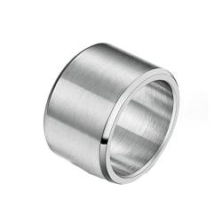 KnBoB 15MM Eheringe Männer, Silber Matt Gebürstet Breit Ring Edelstahl Modeschmuck Ringe für Herren Größe 67 (21.3) von KnBoB