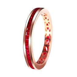 KnBoB 18K Gold 750 Ring für Damen, 1.2ct Labor Erstellt Rubin Ewigkeit Eheringe Hochzeitsringe Größe 57 (18.1) von KnBoB