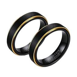 KnBoB 2 Stück Verlobungsring und Ehering Personalisiert, 5MM Paar Ringe Wolfram Schwarz Gebürstet Ring Damen Gr.54 (17.2) & Herren Gr.60 (19.1) von KnBoB