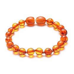 KnBoB 6MM Armbänder Perlen für Herren und Damen, Orange Rot Stil 3 Bernstein Naturstein Schmuck Armband 19 cm von KnBoB
