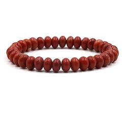KnBoB 8MM Armbänder Perlen für Damen und Herren, Rot Stil 8 Elastisch Achat Naturstein Schmuck Armband 17 CM von KnBoB