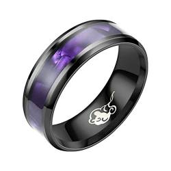 KnBoB 8MM Herren Ringe Edelstahl Eheringe, Lila Schwarz Muschel Ring Verlobung Größe 70 (22.3) von KnBoB