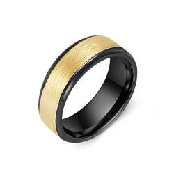 KnBoB 8MM Wolfram Herren Ring Schwarz Gold Matt Gebürstet Schmuck Verlobungsringe Eheringe Größe 70 (22.3) von KnBoB