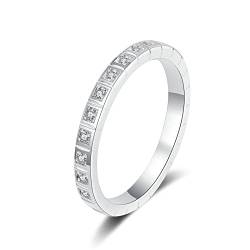 KnBoB Damen Ring 925 Silber 0.16ct Moissanit Halbe Ewigkeit Modeschmuck Ringe Eheringe Größe 57 (18.1) von KnBoB