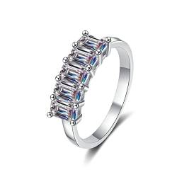 KnBoB Ehering Damen 925 Silber 2.5ct Moissanit Elegant Ring für Hochzeit Schmuck Verlobungsring Größe 57 (18.1) von KnBoB