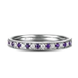 KnBoB Eheringe Schlicht, Damen 925 Silber Stapelbar Rund Lila Amethyst Ringe Verlobungsringe Größe 52 (16.6) von KnBoB