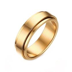 KnBoB Fidget Spinner Ring, 6MM Edelstahl Herren Gold Spinner Ring Poliert Anxiety Ring Größe 67 (21.3) von KnBoB