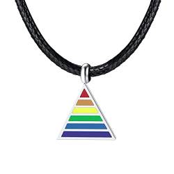 KnBoB Halskette Regenbogen Herren, Silber Anhänger Dreieck Edelstahl Gay Halskette Kette 65 cm von KnBoB