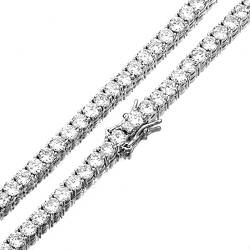 KnBoB Halskette für Herren 45 CM, Tennis Kette 3MM Silber Versilbert Halskette Modeschmuck von KnBoB
