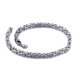 KnBoB Herren Halskette 55 CM, Byzantinische Kette 6MM Silber Edelstahl Königskette von KnBoB