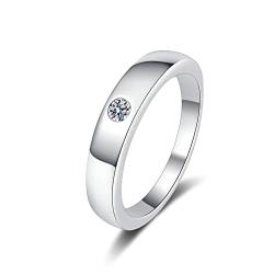 KnBoB Herren und Damen 925 Silber 0.1ct Moissanit Solitär Schmuck Ringe Eheringe Verlobungsring Größe 57 (18.1) von KnBoB