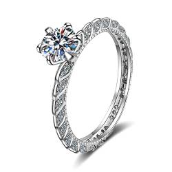 KnBoB Hochzeitsringe Damen 925 Silber 6.5mm Zirkonia Schlicht Modeschmuck Ring Eheringe Größe 57 (18.1) von KnBoB