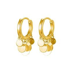 KnBoB Modeschmuck Ohrringe Gold, Rund Quaste 925 Silber Ohrringe Creolen für Damen von KnBoB