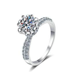 KnBoB Modeschmuck Ring Damen 925 Silber 11mm Zirkonia Elegant Ehering Verlobungsring Größe 57 (18.1) von KnBoB