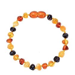 KnBoB Perlen Armband Frauen, Orange Bernstein Naturstein Modeschmuck Armbänder 17 CM von KnBoB