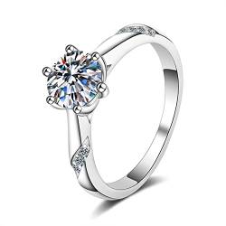 KnBoB Ring Schlicht Damen 925 Silber 8mm Zirkonia Elegant Verlobungsringe Schmuck Eheringe Größe 57 (18.1) von KnBoB