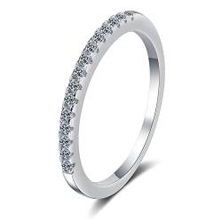 KnBoB Ring Verlobung Damen 925 Silber 0.15ct Moissanit Halbe Ewigkeit Hochzeitsringe Schmuck Größe 57 (18.1) von KnBoB