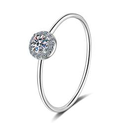 KnBoB Ring für Frauen Damen 925 Silber 4mm Zirkonia Halo Eheringe Schlicht Schmuck Verlobungsring Größe 57 (18.1) von KnBoB