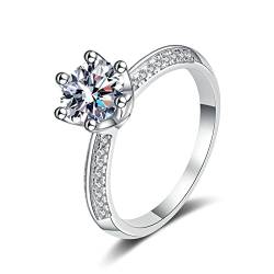KnBoB Silber Ring Damen 925 5mm Zirkonia Elegant Ringe für Verlobung Schmuck Eheringe Größe 57 (18.1) von KnBoB
