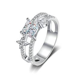 KnBoB Silberring 925 Damen Ring 1ct Moissanit Elegant Verlobungsring Ehering Schmuck Größe 57 (18.1) von KnBoB